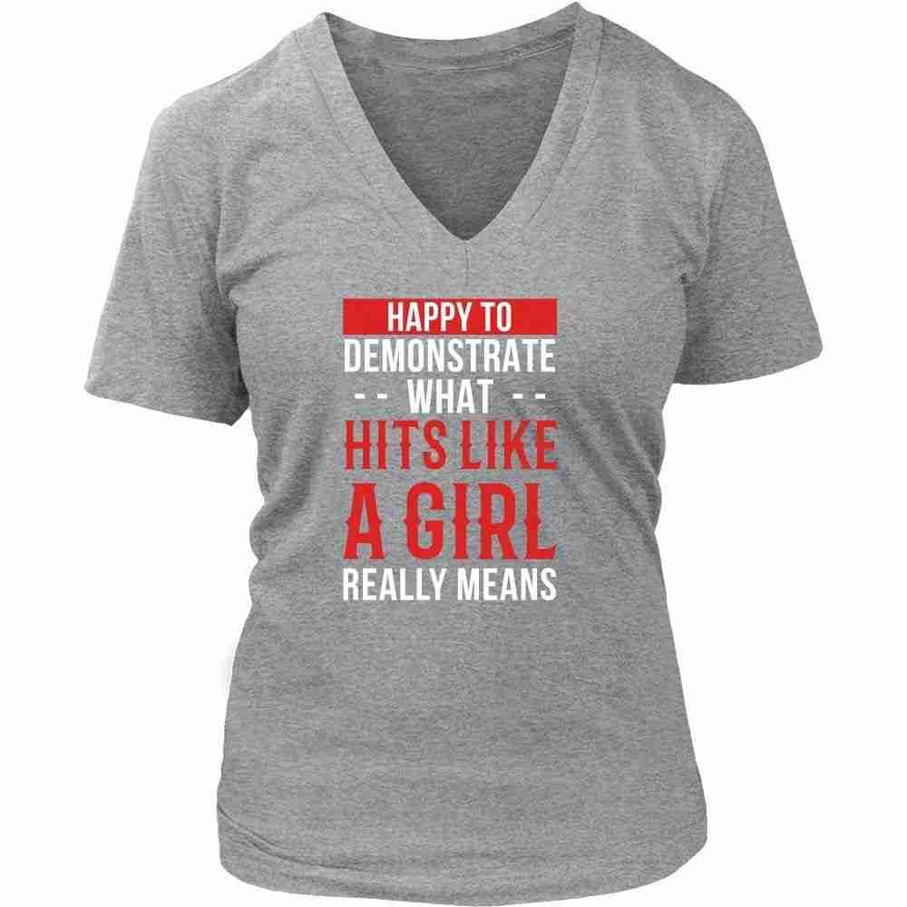 MMA T Shirt - Happy to demonstrate what hits like a girl really means-T-shirt-Teelime | shirts-hoodies-mugs