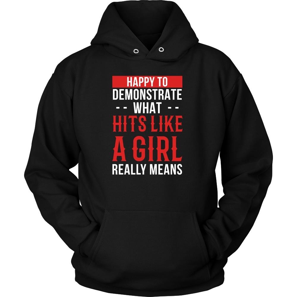 MMA T Shirt - Happy to demonstrate what hits like a girl really means-T-shirt-Teelime | shirts-hoodies-mugs