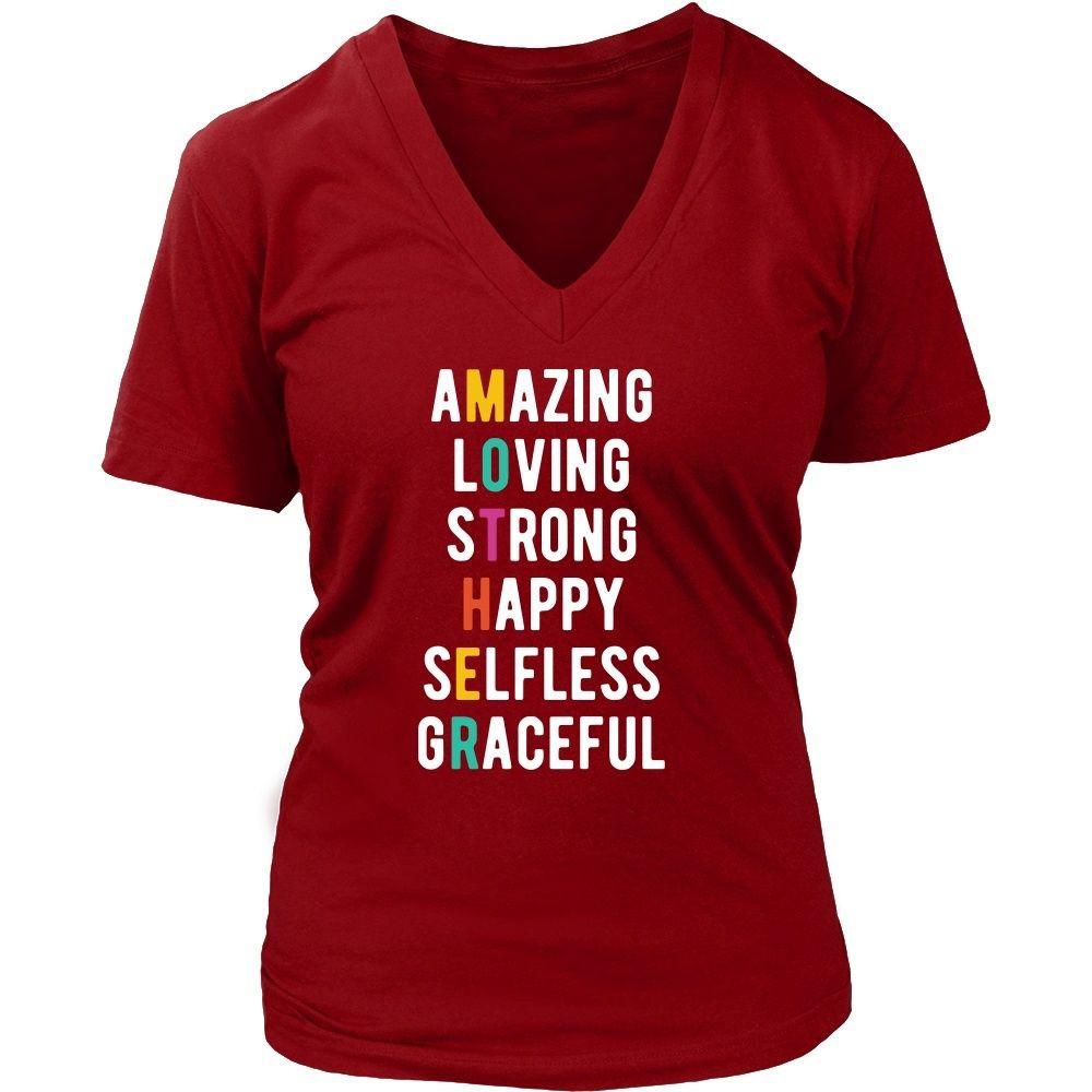 Mother's Day T Shirt - Amazing Loving Strong Happy Selfless Graceful Mother-T-shirt-Teelime | shirts-hoodies-mugs
