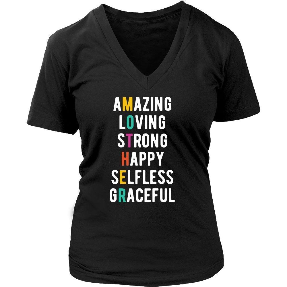 Mother's Day T Shirt - Amazing Loving Strong Happy Selfless Graceful Mother-T-shirt-Teelime | shirts-hoodies-mugs