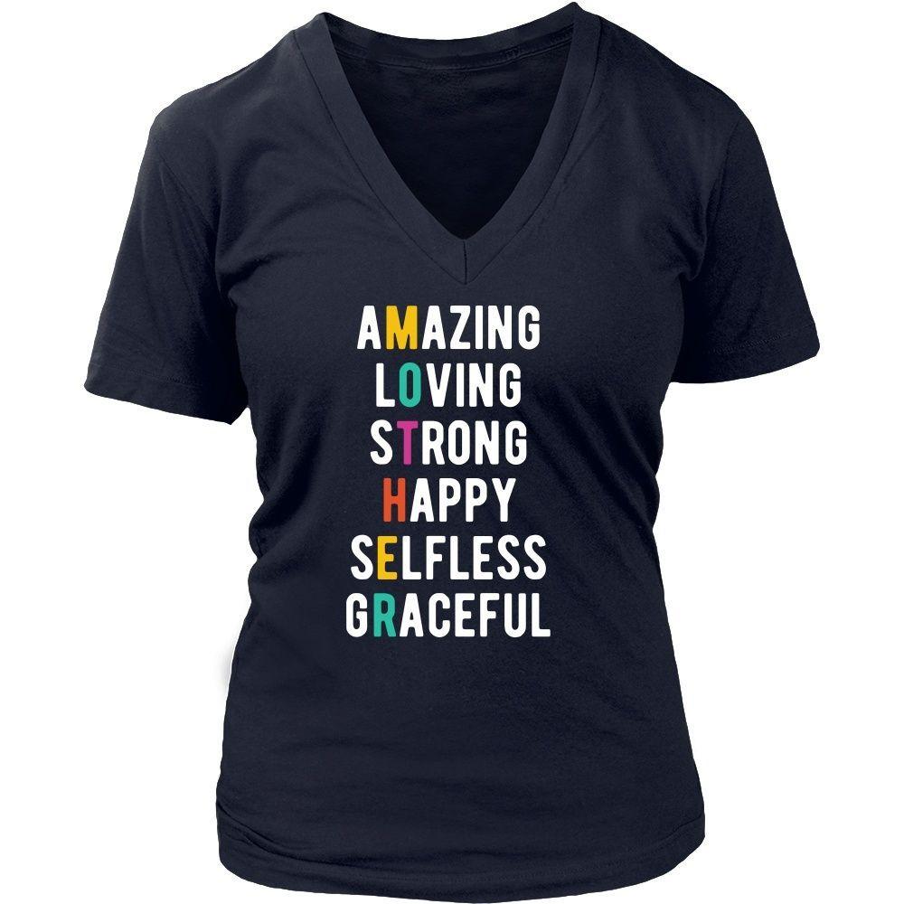Mother's Day T Shirt - Amazing Loving Strong Happy Selfless Graceful Mother-T-shirt-Teelime | shirts-hoodies-mugs