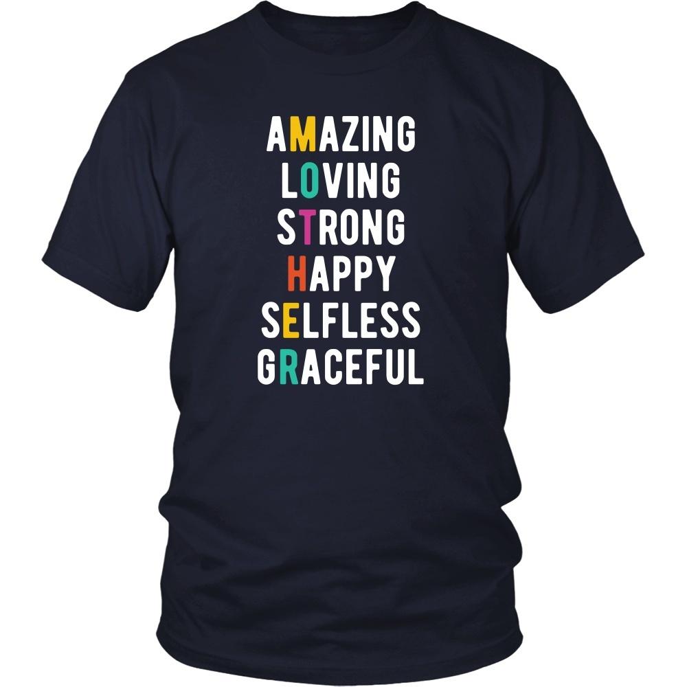 Mother's Day T Shirt - Amazing Loving Strong Happy Selfless Graceful Mother-T-shirt-Teelime | shirts-hoodies-mugs