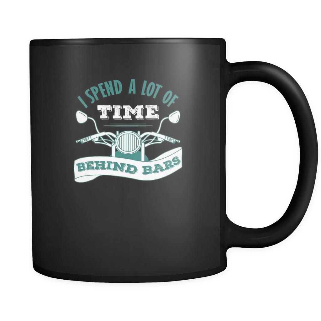 Motorcycle I spend a lot of time behind bars 11oz Black Mug-Drinkware-Teelime | shirts-hoodies-mugs