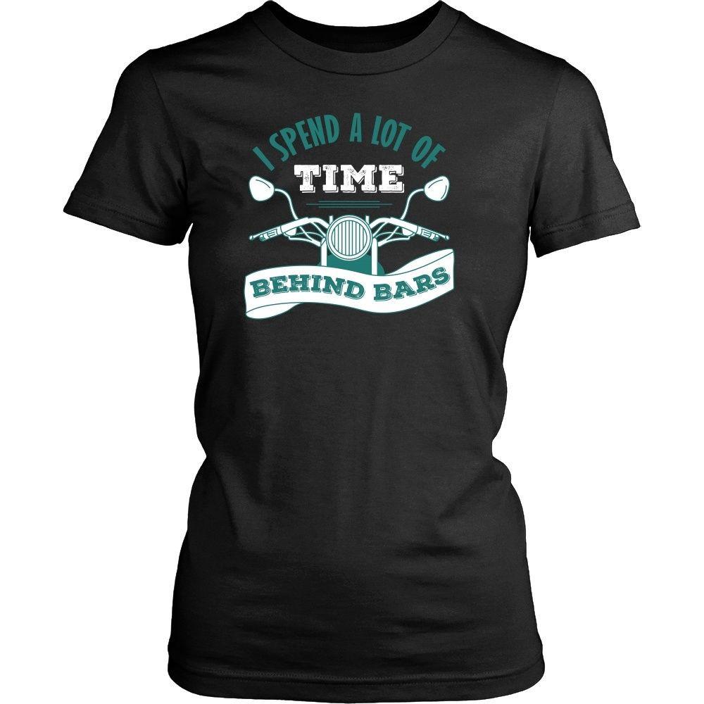 Motorcycle T Shirt - I spend a lot of time behind bars-T-shirt-Teelime | shirts-hoodies-mugs