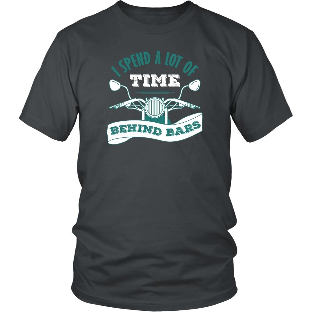 Motorcycle T Shirt - I spend a lot of time behind bars-T-shirt-Teelime | shirts-hoodies-mugs