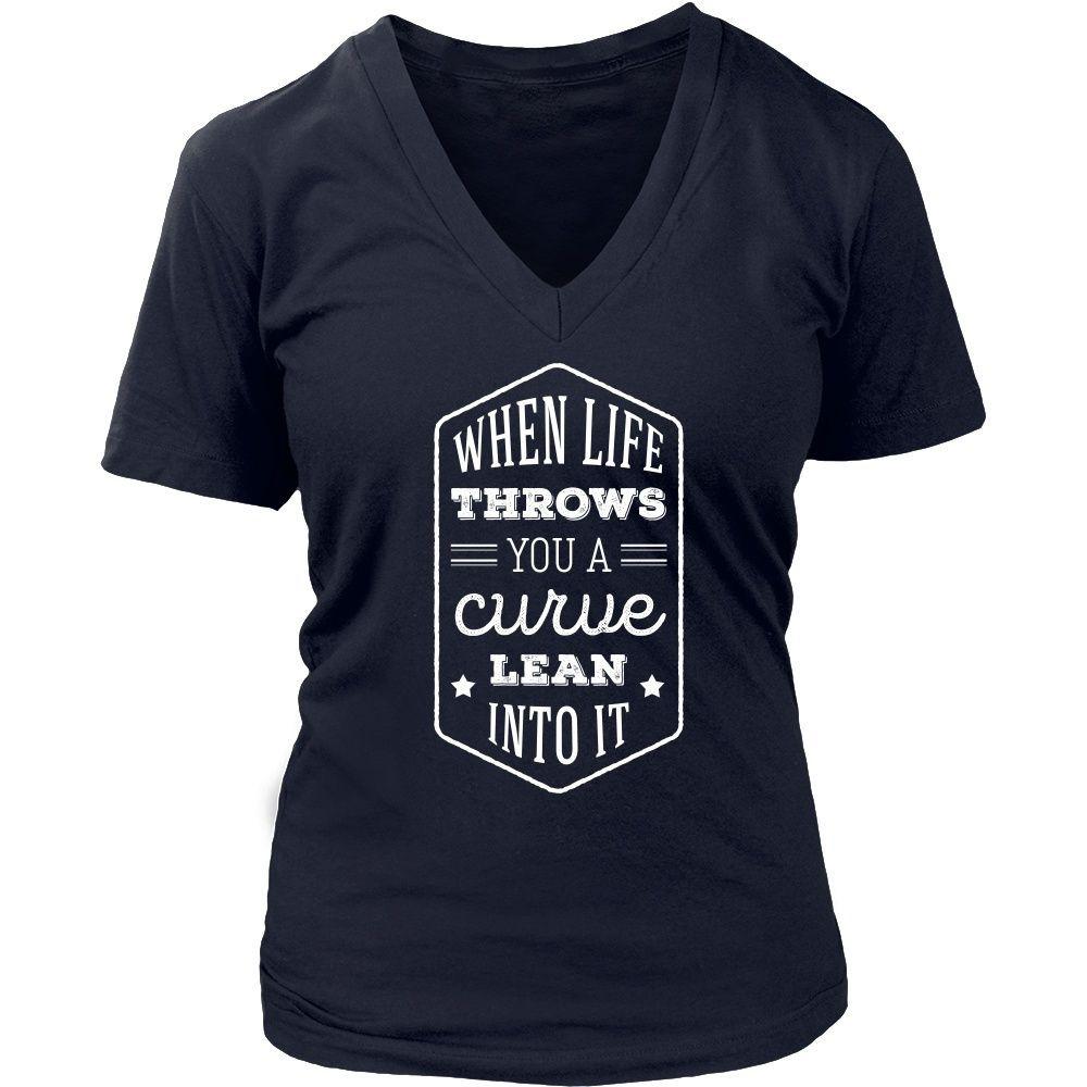 Motorcycle T Shirt - When life throws you a curve lean into it-T-shirt-Teelime | shirts-hoodies-mugs