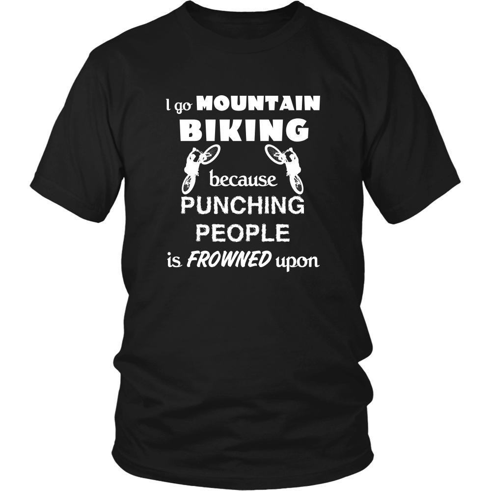 Mountain biking - I go Mountain biking because punching people is frowned upon - Biker Hobby Shirt-T-shirt-Teelime | shirts-hoodies-mugs