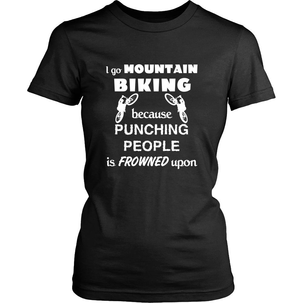 Mountain biking - I go Mountain biking because punching people is frowned upon - Biker Hobby Shirt-T-shirt-Teelime | shirts-hoodies-mugs