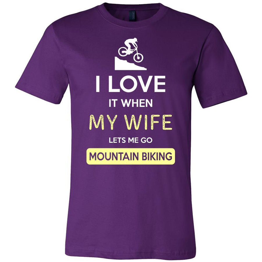 Mountain Biking Shirt - I love it when my wife lets me go Mountain Biking - Hobby Gift-T-shirt-Teelime | shirts-hoodies-mugs