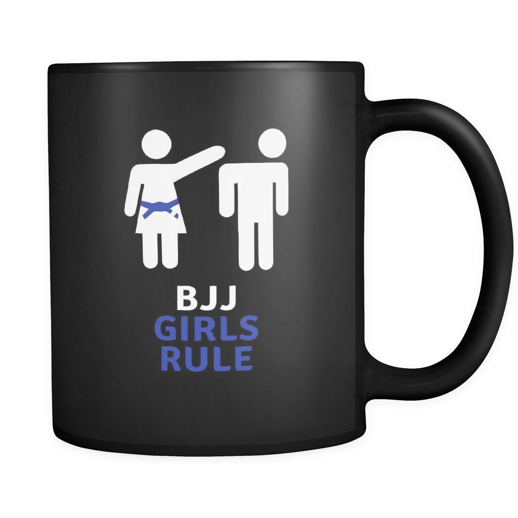 Mug Brazilian Jiu Jitsu BJJ BJJ girls rule mug - BJJ Coffee Cup BJJ Coffee Mug (11oz) Black-Drinkware-Teelime | shirts-hoodies-mugs