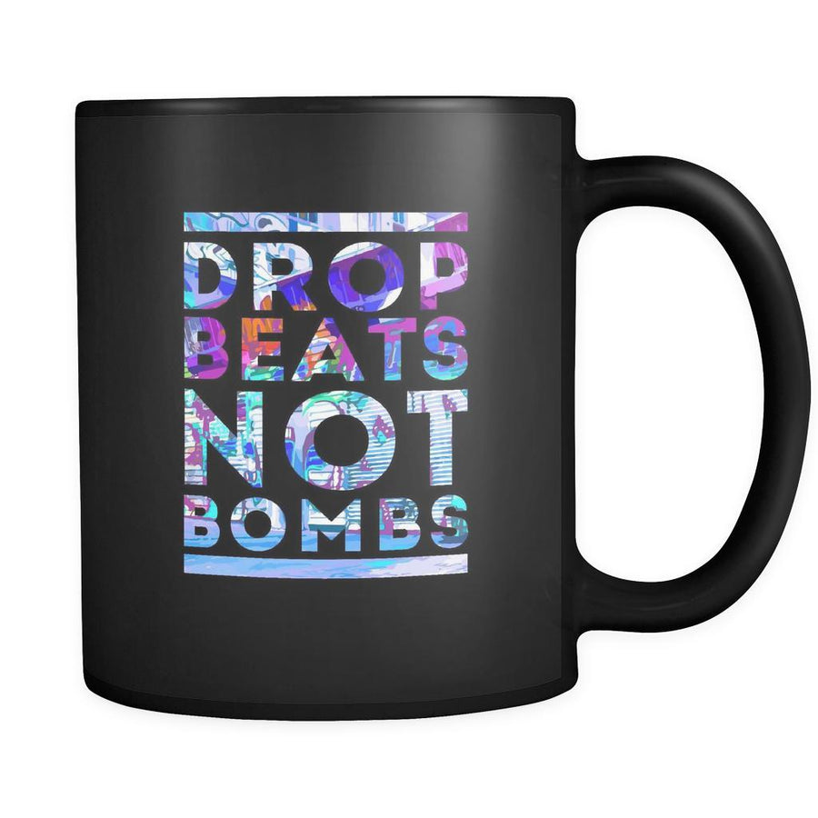 Music Drop beats not bombs 11oz Black Mug-Drinkware-Teelime | shirts-hoodies-mugs