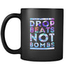 Music Drop beats not bombs 11oz Black Mug-Drinkware-Teelime | shirts-hoodies-mugs