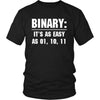 Nerd - Binary: It's as easy as 01, 10, 11 - Nerd Funny Shirt-T-shirt-Teelime | shirts-hoodies-mugs