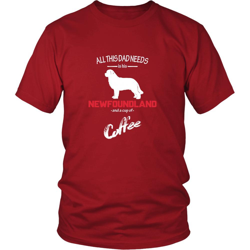 Newfoundland Dog Lover Shirt - All this Dad needs is his Newfoundland and a cup of coffee Father Gift-T-shirt-Teelime | shirts-hoodies-mugs