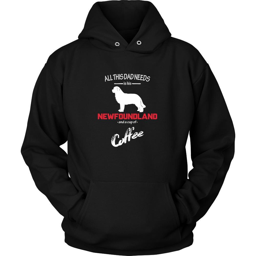 Newfoundland Dog Lover Shirt - All this Dad needs is his Newfoundland and a cup of coffee Father Gift-T-shirt-Teelime | shirts-hoodies-mugs