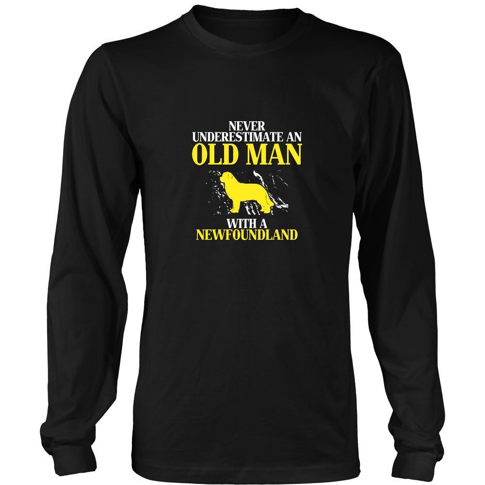 Newfoundland Shirt - Never underestimate an old man with a Newfoundland Grandfather Dog Gift-T-shirt-Teelime | shirts-hoodies-mugs