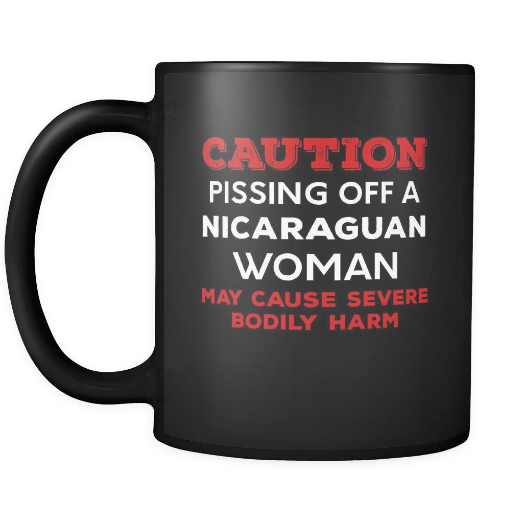 Nicaraguan Caution Pissing Off A Nicaraguan Woman May Cause Severe Bodily Harm 11oz Black Mug-Drinkware-Teelime | shirts-hoodies-mugs
