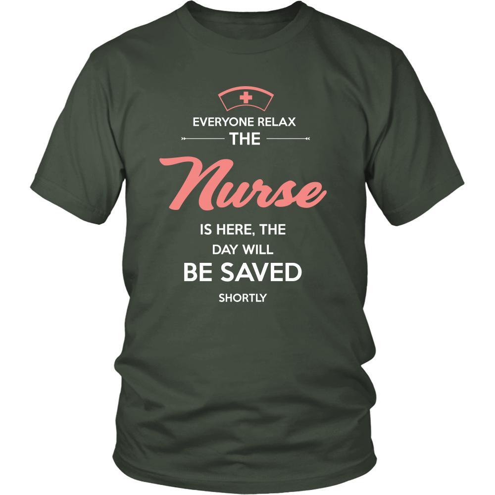 Nurse Shirt - Everyone relax the Nurse is here, the day will be save shortly - Profession Gift-T-shirt-Teelime | shirts-hoodies-mugs
