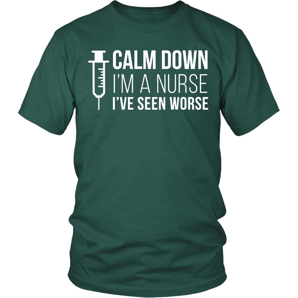 Nurse T Shirt - Calm down I'm a Nurse I've seen worse-T-shirt-Teelime | shirts-hoodies-mugs