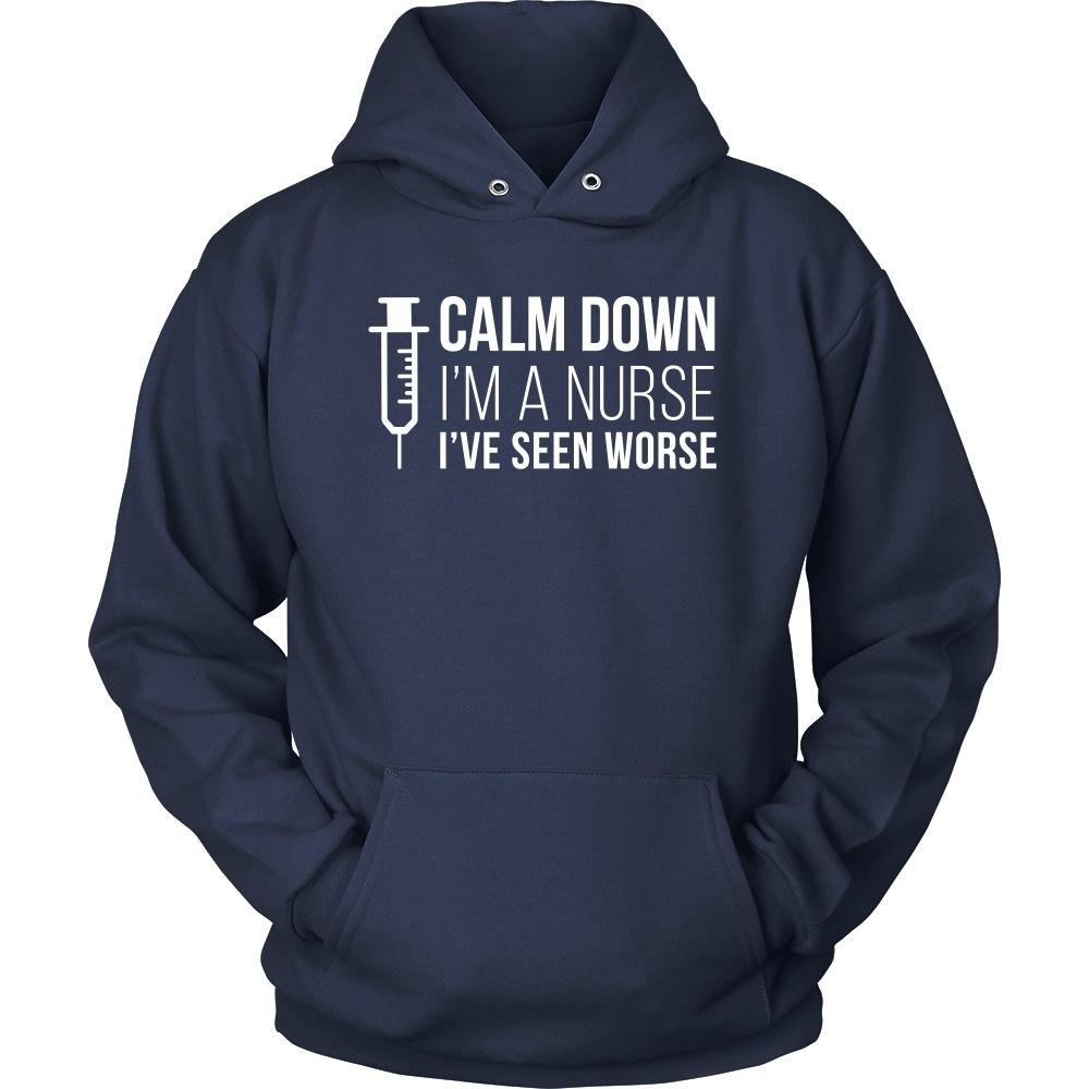 Nurse T Shirt - Calm down I'm a Nurse I've seen worse-T-shirt-Teelime | shirts-hoodies-mugs
