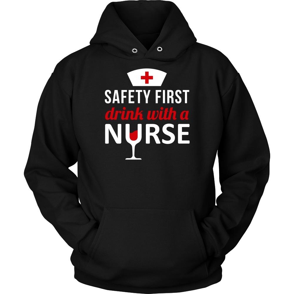 Nurse T Shirt - Safety first Drink with a Nurse-T-shirt-Teelime | shirts-hoodies-mugs