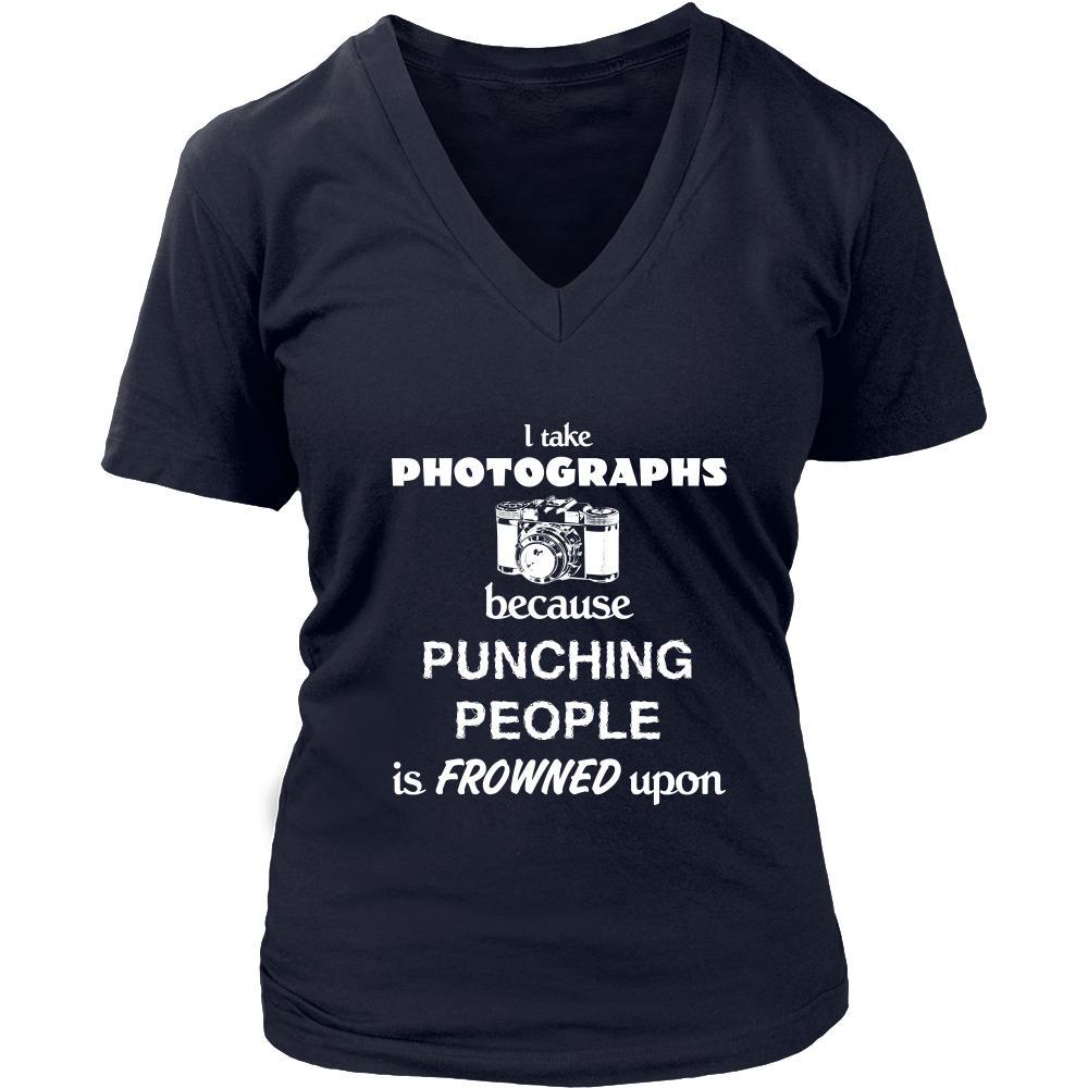 Photographer - I take photographs because punching people is frowned upon - Shooting Hobby Shirt-T-shirt-Teelime | shirts-hoodies-mugs