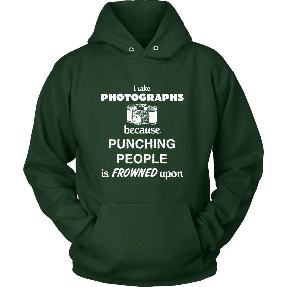Photographer - I take photographs because punching people is frowned upon - Shooting Hobby Shirt-T-shirt-Teelime | shirts-hoodies-mugs