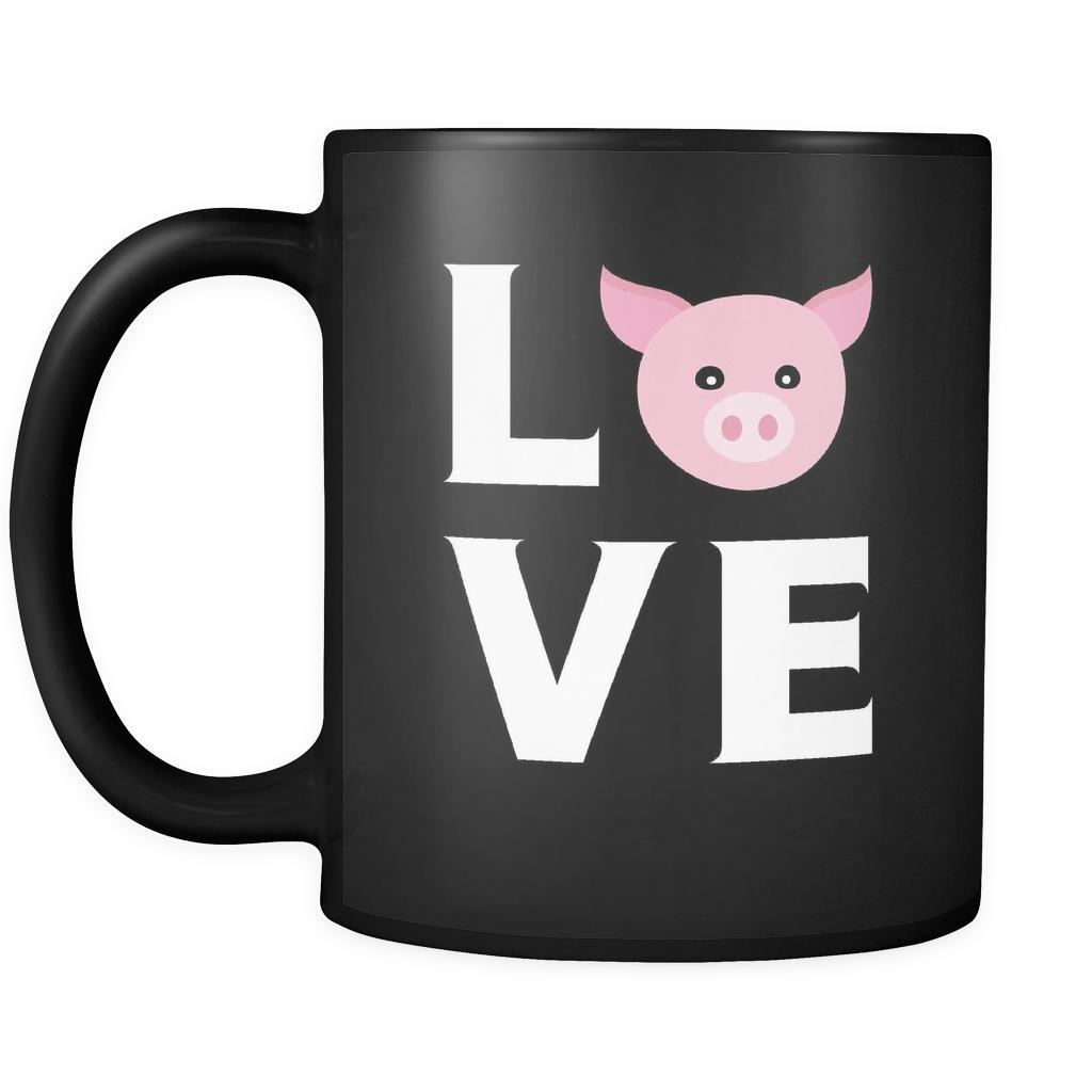 Pig - LOVE Pig - 11oz Black Mug-Drinkware-Teelime | shirts-hoodies-mugs