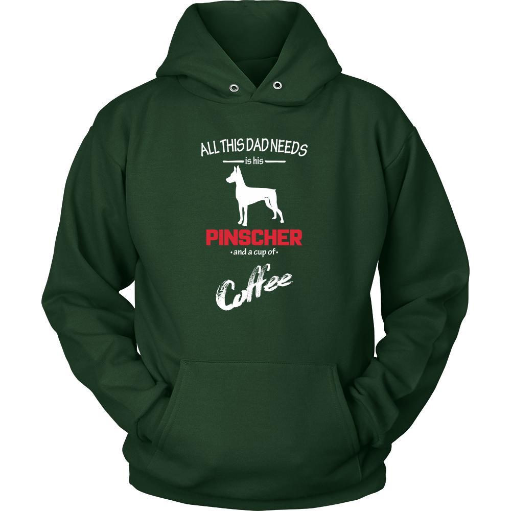 Pinscher Dog Lover Shirt - All this Dad needs is his Pinscher and a cup of coffee Father Gift-T-shirt-Teelime | shirts-hoodies-mugs