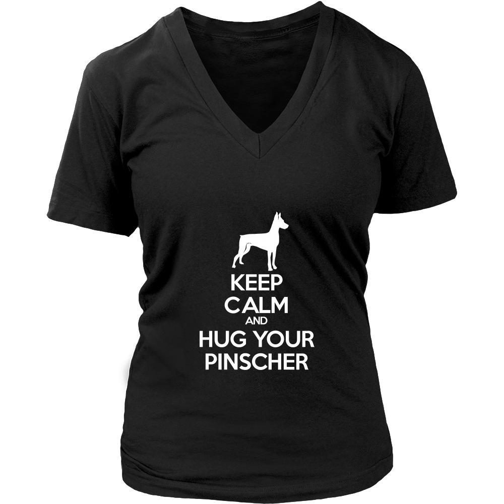 Pinscher Shirt - Keep Calm and Hug Your Pinscher- Dog Lover Gift-T-shirt-Teelime | shirts-hoodies-mugs