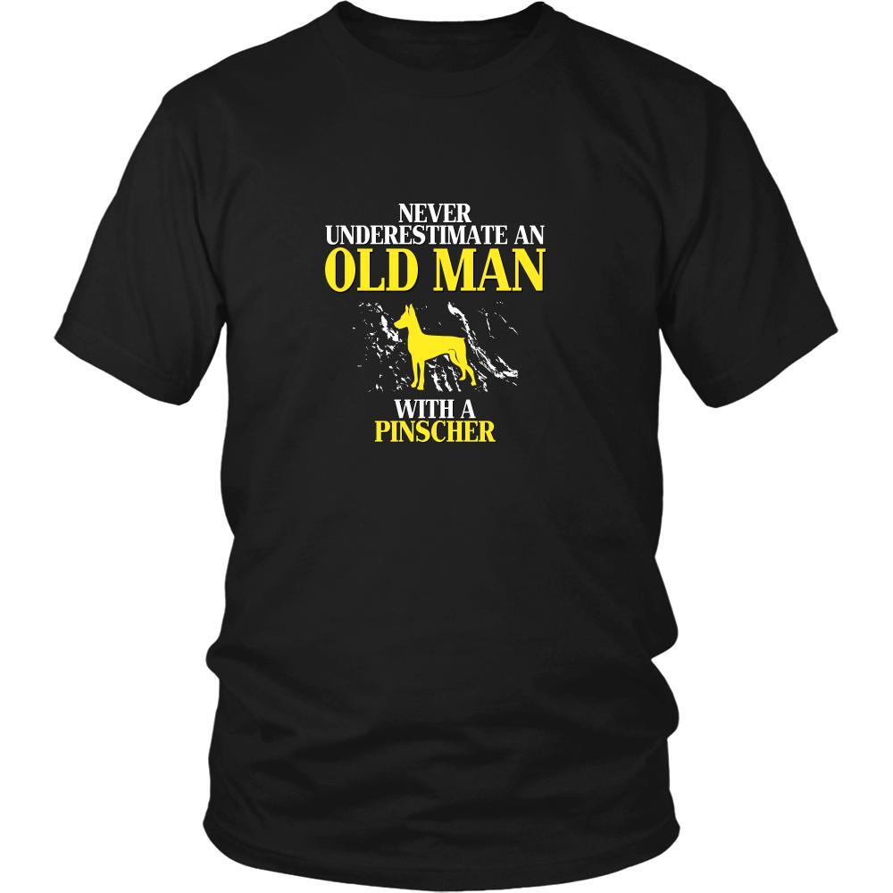 Pinscher Shirt - Never underestimate an old man with a Pinscher Grandfather Dog Gift-T-shirt-Teelime | shirts-hoodies-mugs