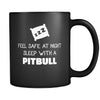 Pitbull Feel Safe With A Pitbull 11oz Black Mug-Drinkware-Teelime | shirts-hoodies-mugs