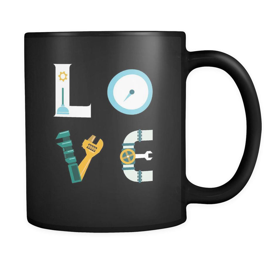 Plumber mug - LOVE Plumber - 11oz Black Mug-Drinkware-Teelime | shirts-hoodies-mugs