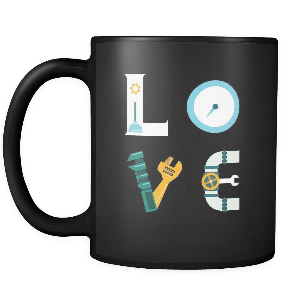 Plumber mug - LOVE Plumber - 11oz Black Mug-Drinkware-Teelime | shirts-hoodies-mugs
