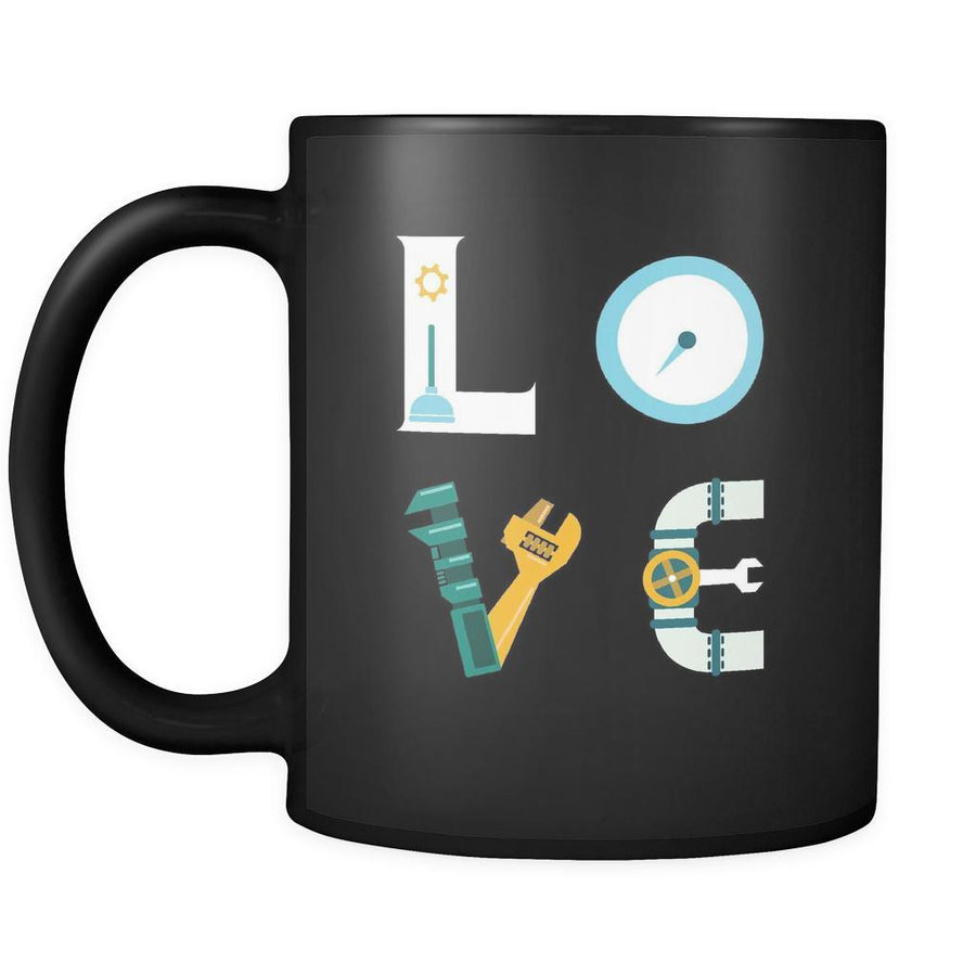Plumber mug - LOVE Plumber - 11oz Black Mug-Drinkware-Teelime | shirts-hoodies-mugs