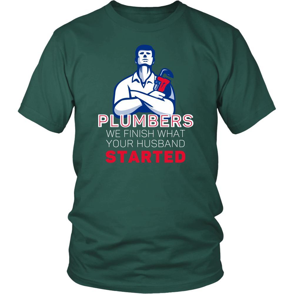 Plumber Shirt - We finish what your husband started - Profession Gift-T-shirt-Teelime | shirts-hoodies-mugs