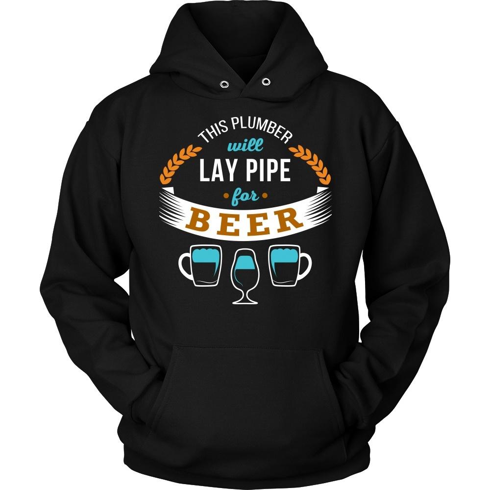 Plumber T Shirt - This Plumber will lay pipe for beer-T-shirt-Teelime | shirts-hoodies-mugs