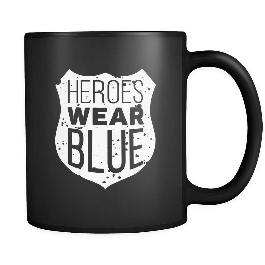 Policeman Heroes wear blue 11oz Black Mug-Drinkware-Teelime | shirts-hoodies-mugs
