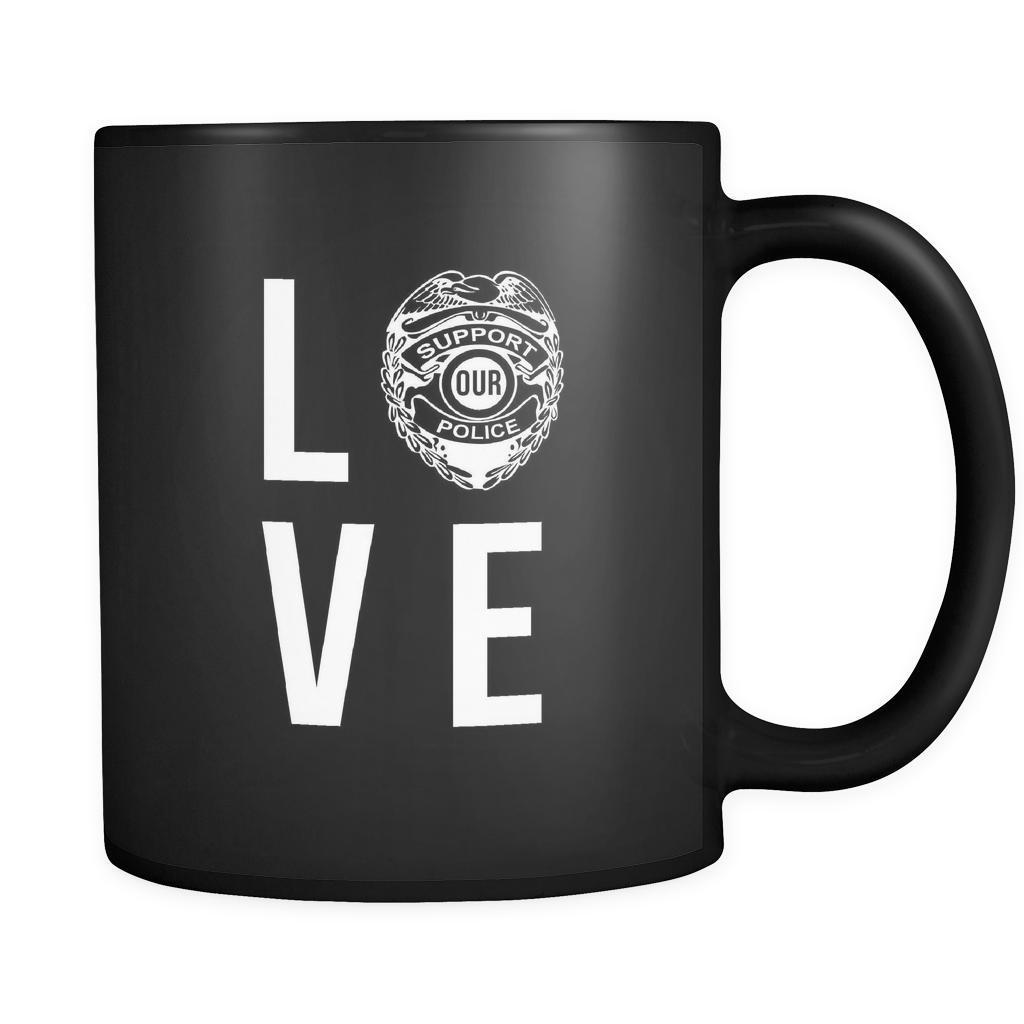 Policeman LOVE 11oz Black Mug-Drinkware-Teelime | shirts-hoodies-mugs
