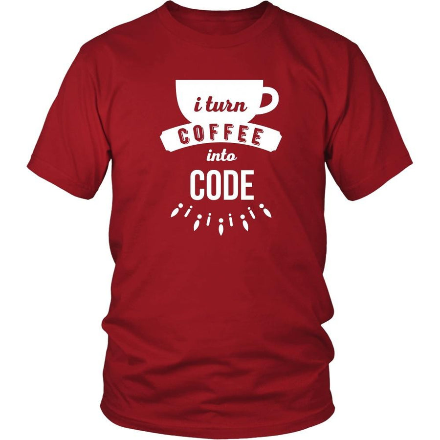 Programmers T Shirt - I turn coffee into code