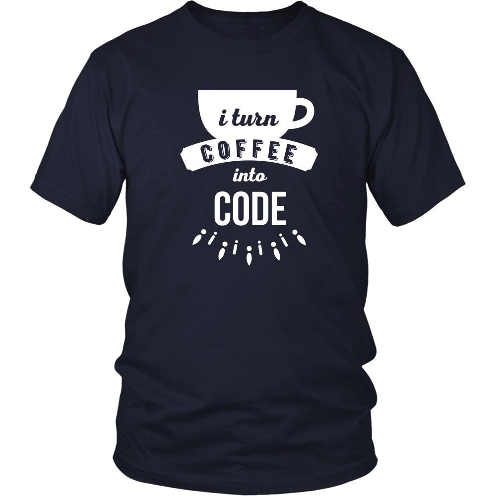 Programmers T Shirt - I turn coffee into code