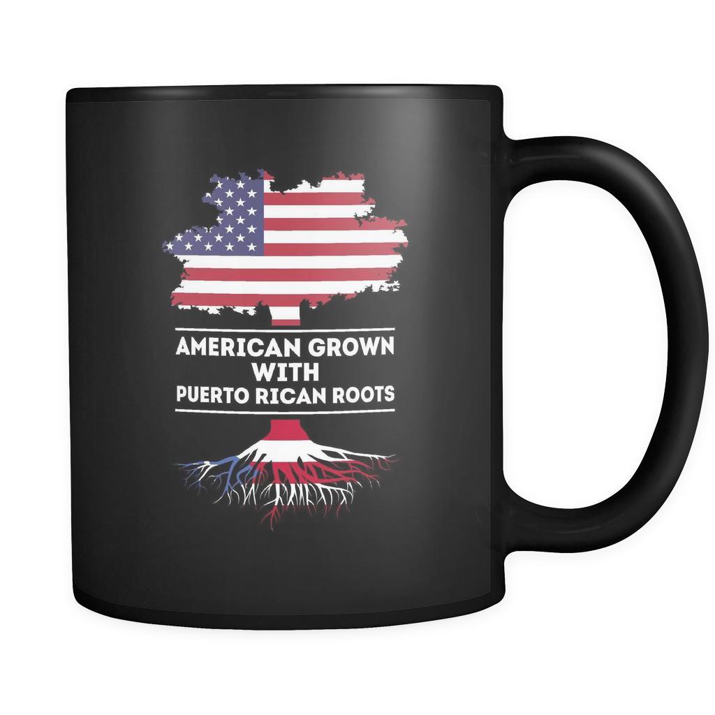 Puerto Rican roots American grown with Puerto Rican roots 11oz Black Mug-Drinkware-Teelime | shirts-hoodies-mugs