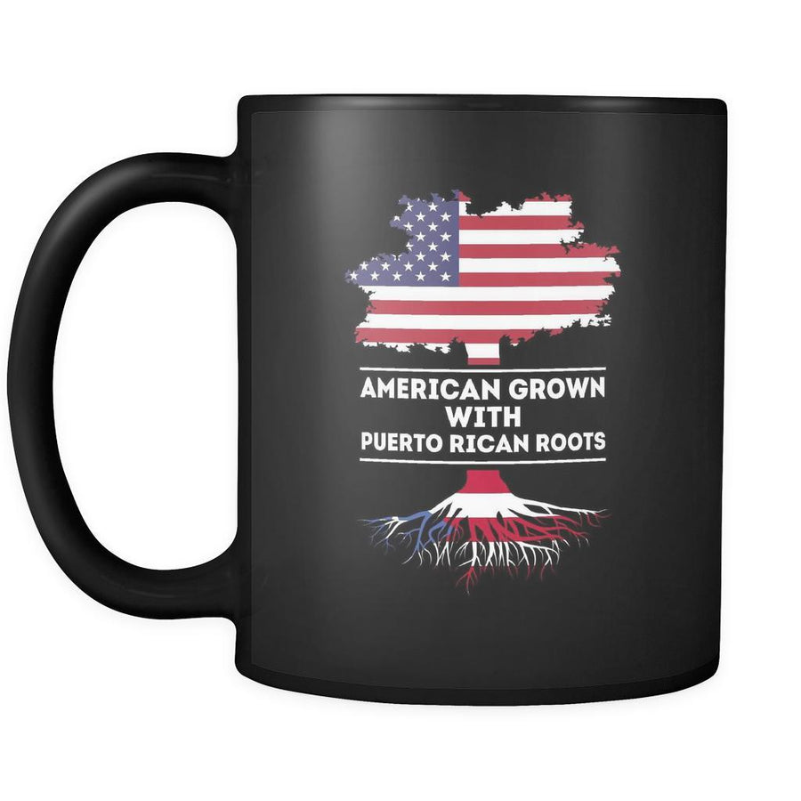 Puerto Rican roots American grown with Puerto Rican roots 11oz Black Mug-Drinkware-Teelime | shirts-hoodies-mugs