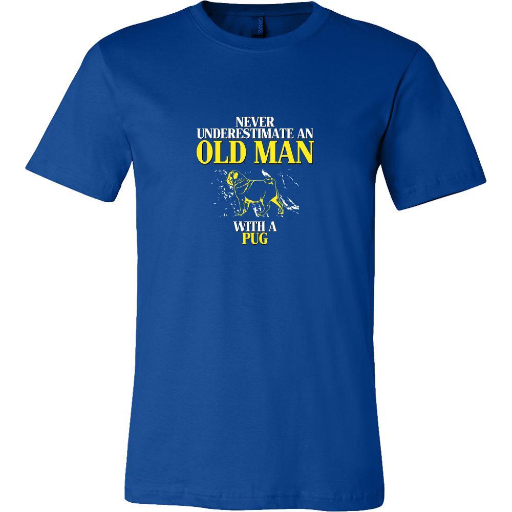 Pug Shirt - Never underestimate an old man with a Pug Grandfather Dog Gift-T-shirt-Teelime | shirts-hoodies-mugs
