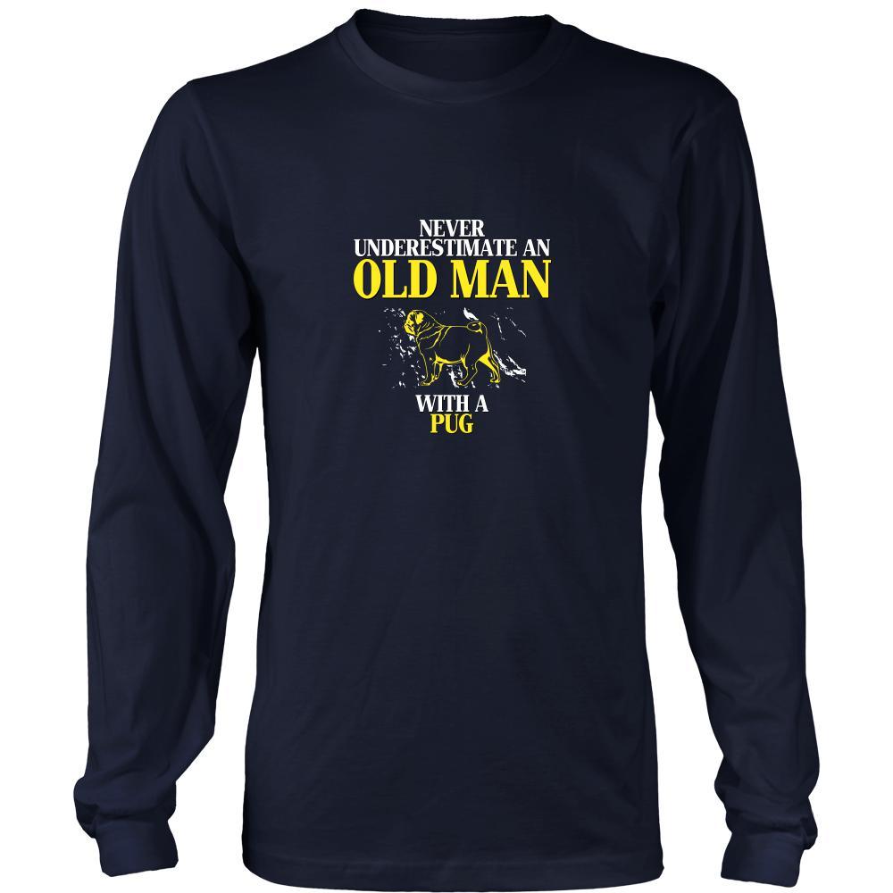 Pug Shirt - Never underestimate an old man with a Pug Grandfather Dog Gift-T-shirt-Teelime | shirts-hoodies-mugs