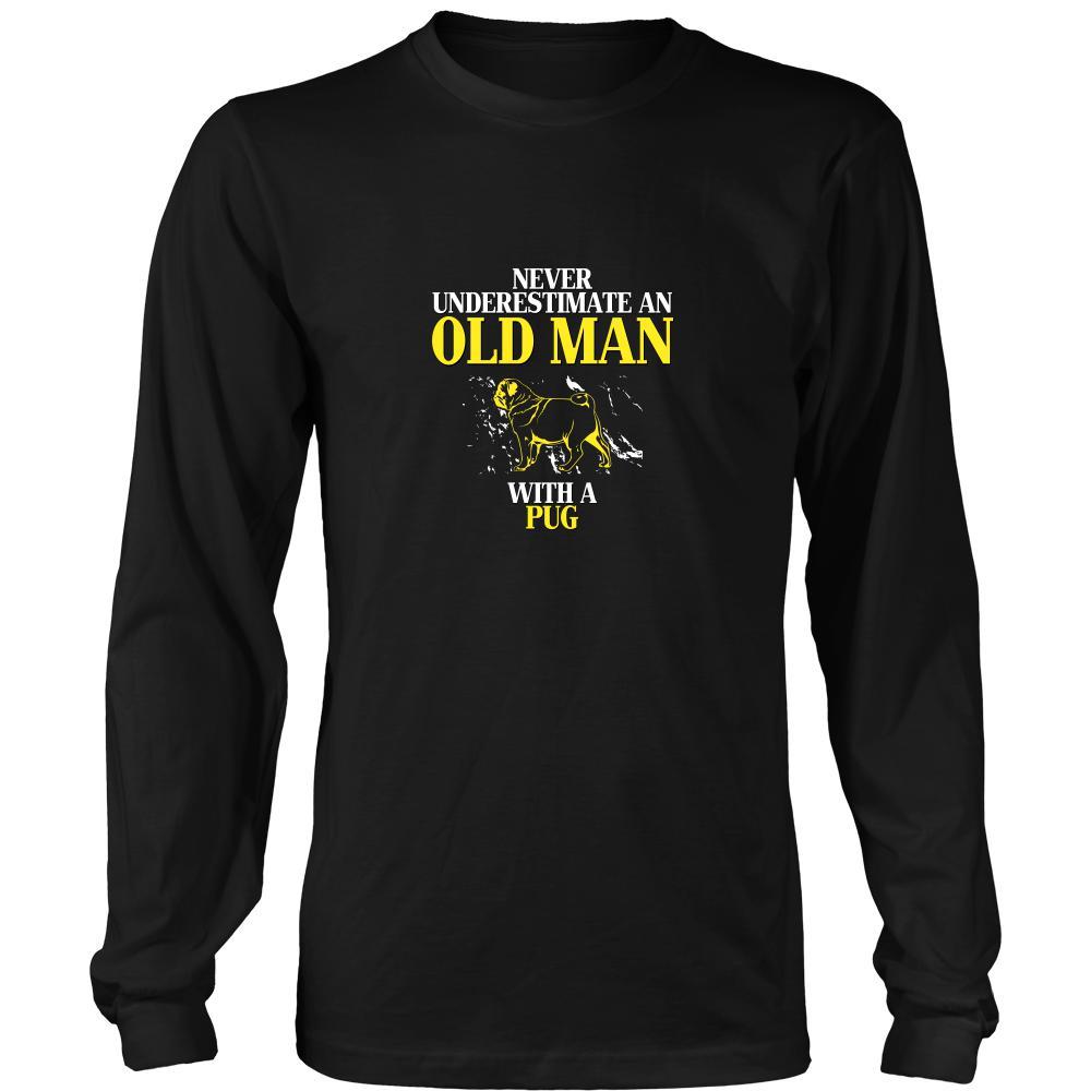Pug Shirt - Never underestimate an old man with a Pug Grandfather Dog Gift-T-shirt-Teelime | shirts-hoodies-mugs