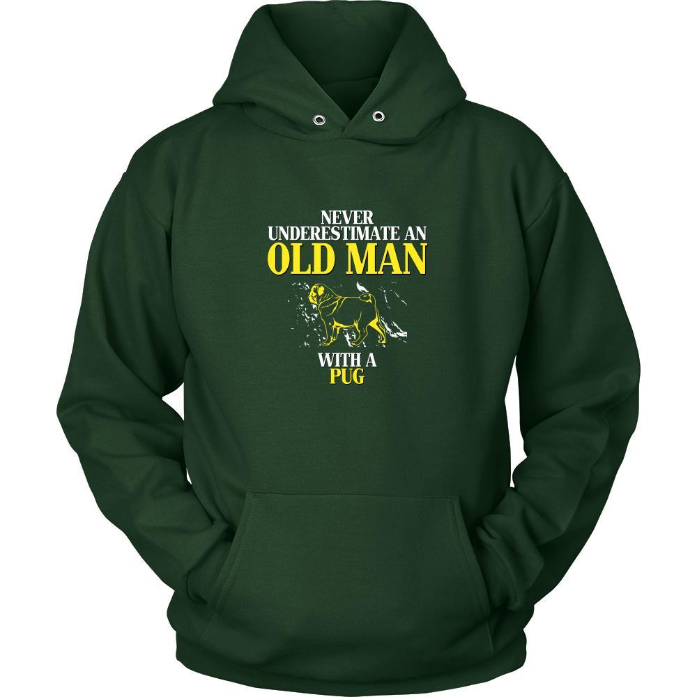 Pug Shirt - Never underestimate an old man with a Pug Grandfather Dog Gift-T-shirt-Teelime | shirts-hoodies-mugs