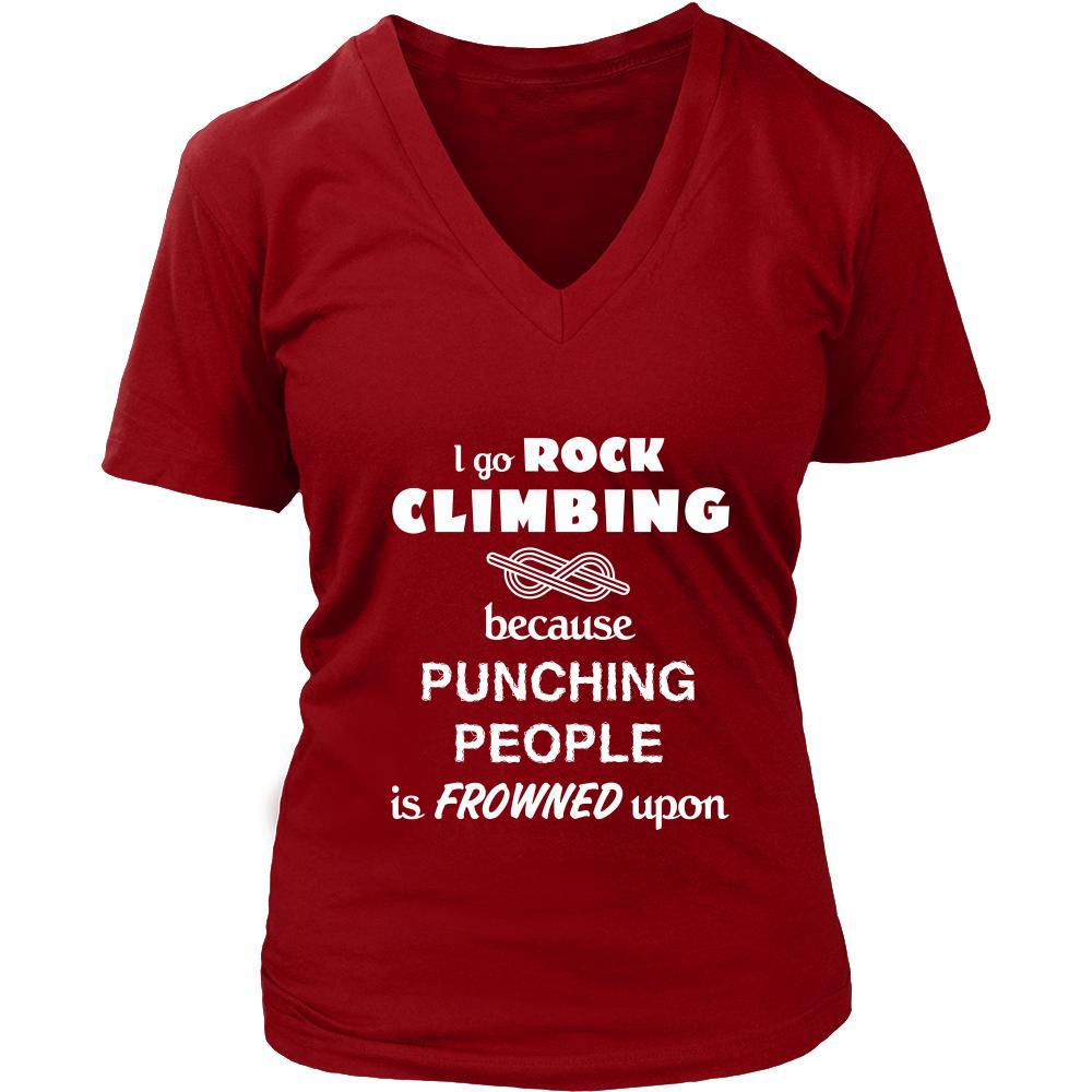 Rock climbing - I go Rock climbing because punching people is frowned upon - Climber Hobby Shirt-T-shirt-Teelime | shirts-hoodies-mugs