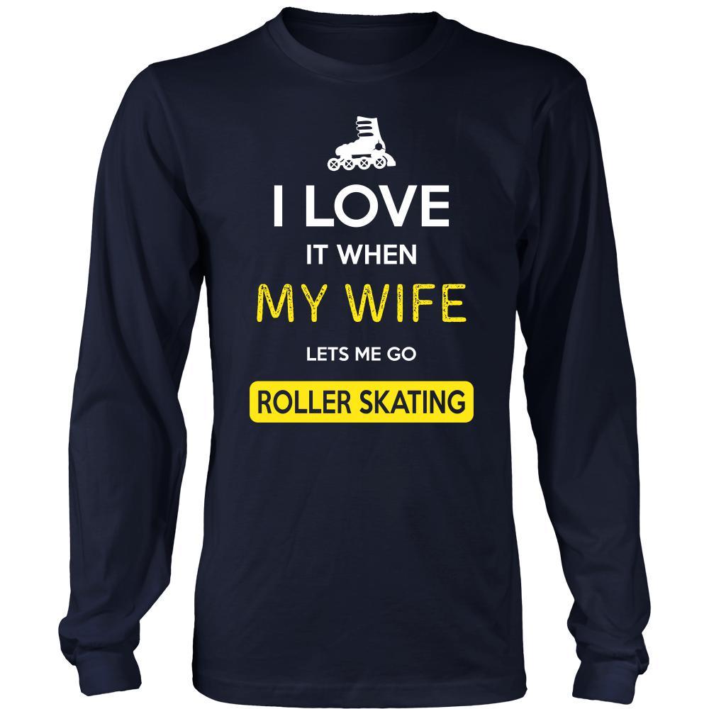 Roller skating Shirt - I love it when my wife lets me go Roller skating - Hobby Gift-T-shirt-Teelime | shirts-hoodies-mugs