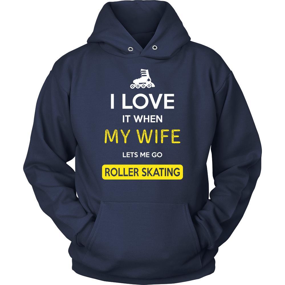 Roller skating Shirt - I love it when my wife lets me go Roller skating - Hobby Gift-T-shirt-Teelime | shirts-hoodies-mugs